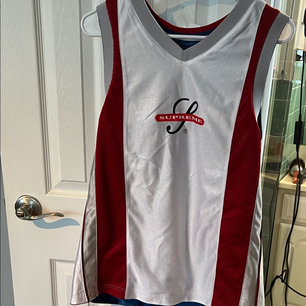 Supreme reversible White and Red and blue and redBasketball Tank Top